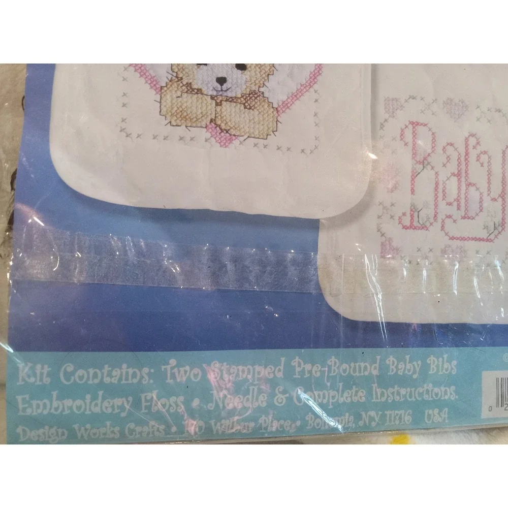 Tobin Baby set of two bibs cross stitch kit brand‎ new BUNNY craft